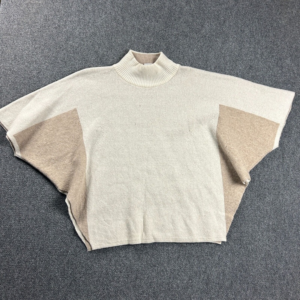 Note Di‎ Anita Sweater Poncho Womens OSFA Beige Merino Wool Cashmere Italy